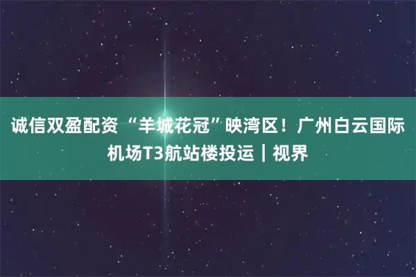 诚信双盈配资 “羊城花冠”映湾区！广州白云国际机场T3航站楼投运｜视界